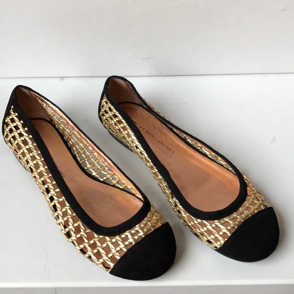 Marc Jacobs cap toe ballet flats! Black gold 7 - Picture 3 of 8